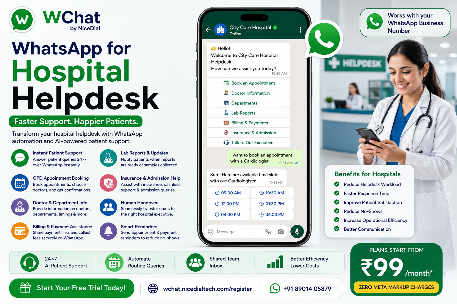 whasapp for hospital helpdesk