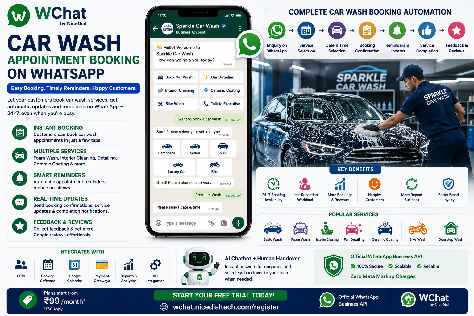 Car wash appointment booking on whatsapp