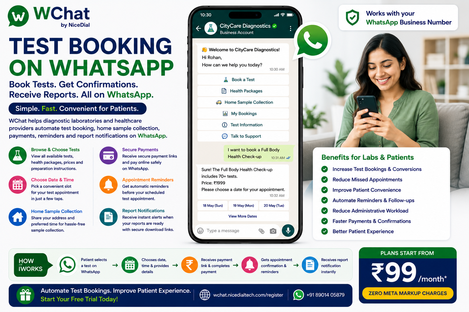 Test booking on Whatsapp