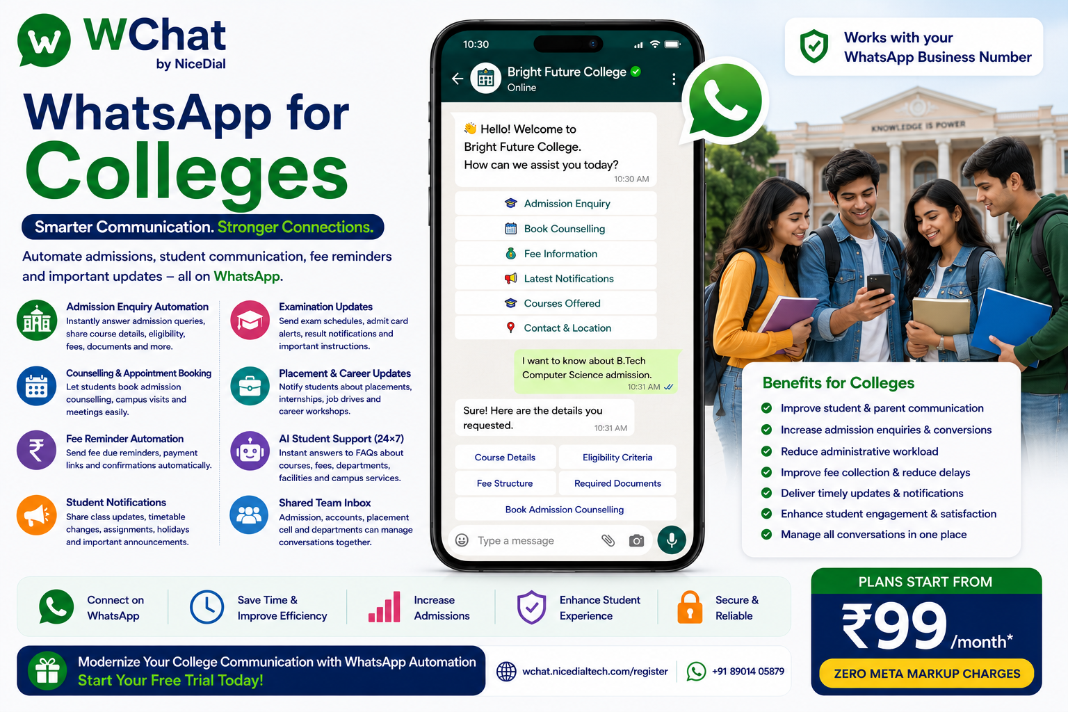 whatsapp for colleges