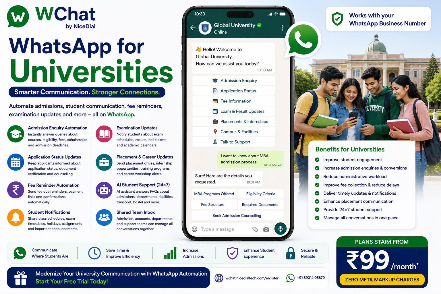 whatsapp for university