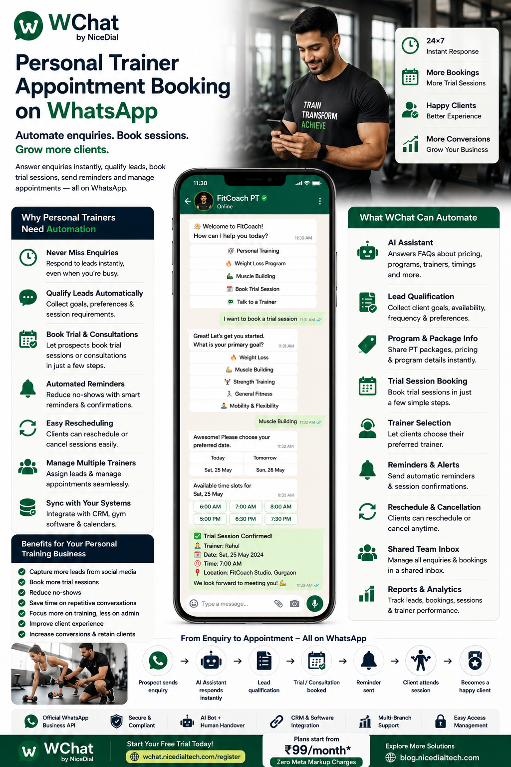 Personal Trainer Appointment Booking on Whatsapp