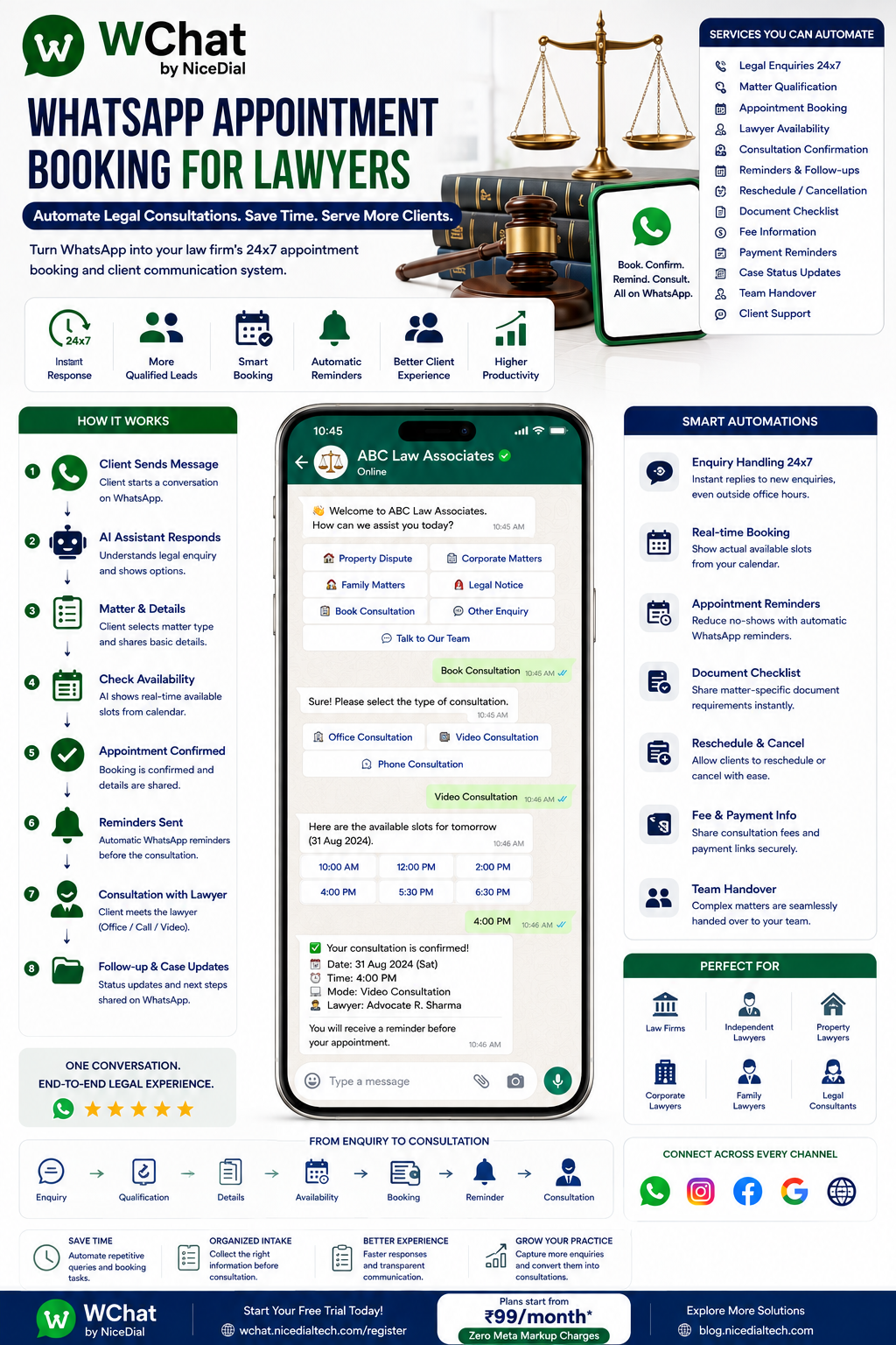 whatsapp appointment booking for lawyers