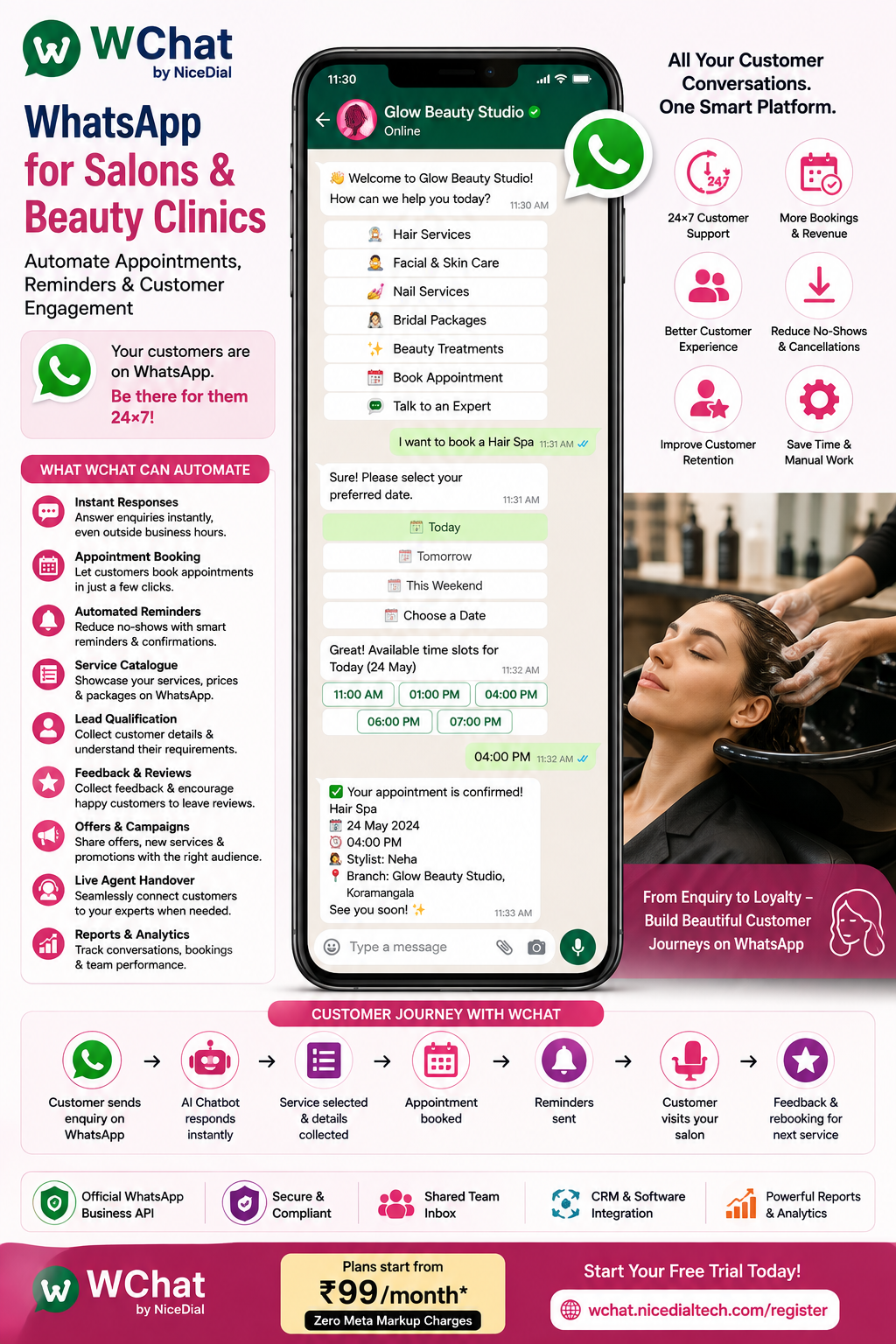 whatsapp for salon and beauty clinics